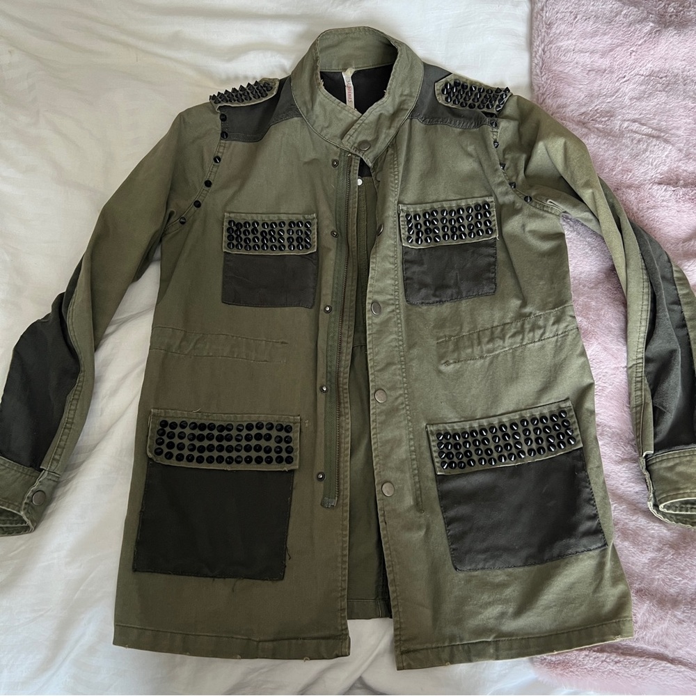 Khaki green studded jacket